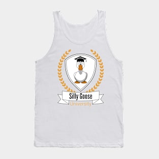 Silly Goose University - Angry Cartoon Goose Design With Golden Details Tank Top